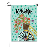 Welcome Yellow Bike Garden Flag