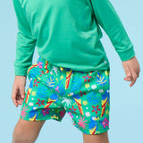 Boys Parrot Palms Performance Hybrid Swim Trunks