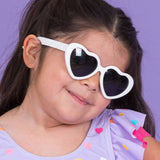 Girls White Heart Shaped Sunglasses