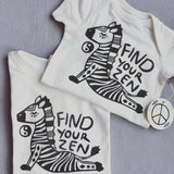Zen Zebra Kids Tee Shirt, Children's Yoga Clothes