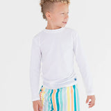Boys White Long Sleeve Rash Guard
