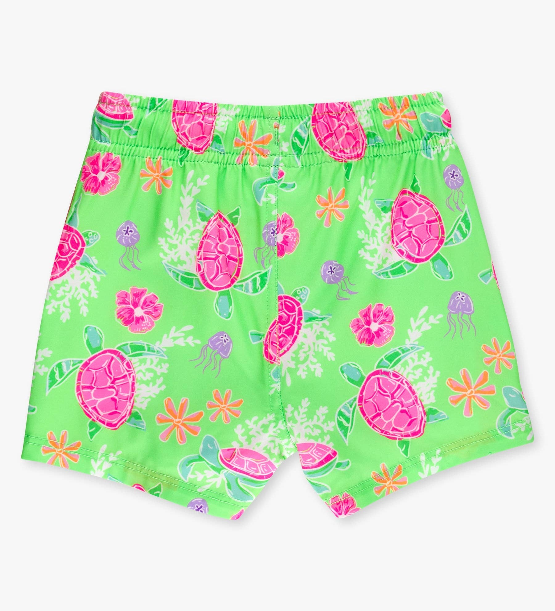 Boys Neon Turtle Tide Performance Hybrid Swim Trunks