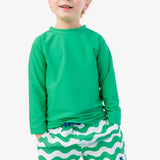 Boys Bright Green Long Sleeve Rash Guard