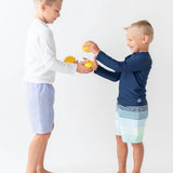 Boys White Long Sleeve Rash Guard