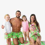 Boys Neon Turtle Tide Performance Hybrid Swim Trunks