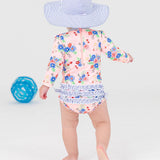 Girls Periwinkle Blue Seersucker Swim Hat