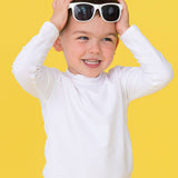 Boys White Long Sleeve Rash Guard