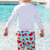 Boys White Long Sleeve Rash Guard
