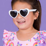 Girls White Heart Shaped Sunglasses