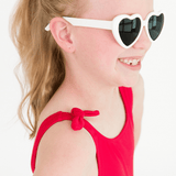Girls White Heart Shaped Sunglasses