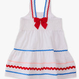 Girls Americana Signature Seersucker Tiered Ric Rac Swing Dress