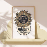 The Positive Sunflower Art Print, Inspiring Wall Art
