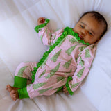 Baby Ruffle Buttflap Pajamas - Pink Christmas Tree Holiday Lounge