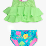Girls Neon Jelly Time Flounce Bikini 2-Piece Swimsuit with Signature Rear Ruffles
