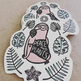 Free Spirit Sloth Decorative Stickers, Peace and Plants