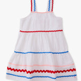 Girls Americana Signature Seersucker Tiered Ric Rac Swing Dress