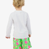 Boys Neon Turtle Tide Performance Hybrid Swim Trunks