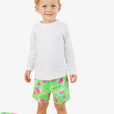Boys Neon Turtle Tide Performance Hybrid Swim Trunks