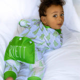 Baby Buttflap Pajamas - Blue Christmas Tree Holiday Lounge