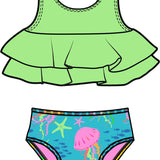 Girls Neon Jelly Time Flounce Bikini 2-Piece Swimsuit with Signature Rear Ruffles
