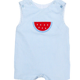 Watermelon Seersucker Shortall