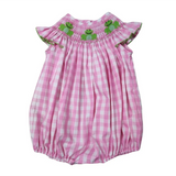 Smocked Frog Gingham Bubble