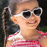 Girls White Heart Shaped Sunglasses