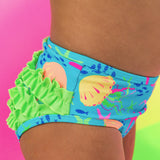 Girls Neon Jelly Time Flounce Bikini 2-Piece Swimsuit with Signature Rear Ruffles