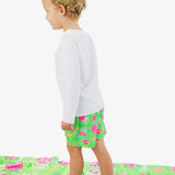 Boys Neon Turtle Tide Performance Hybrid Swim Trunks