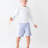 Boys Periwinkle Blue Seersucker Swim Trunks