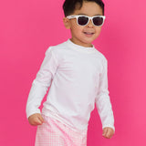 Boys White Long Sleeve Rash Guard