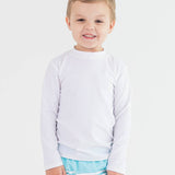 Boys White Long Sleeve Rash Guard