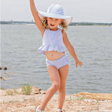 Girls Periwinkle Blue Seersucker Swim Hat